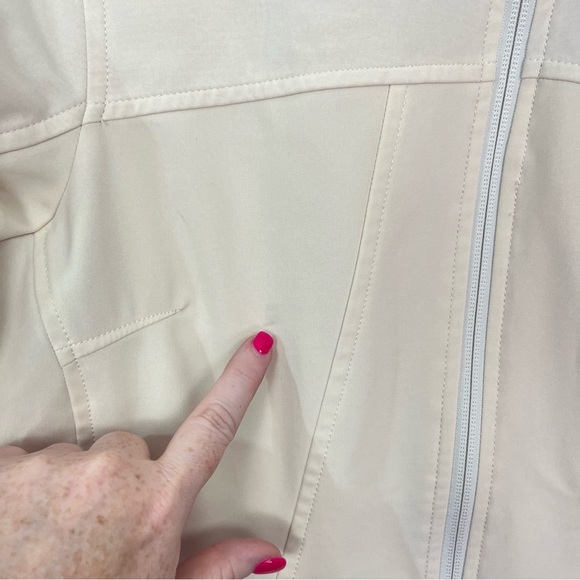 North Face Cream Rain Jacket Coat Zip up Sz Medium - Picture 4 of 8